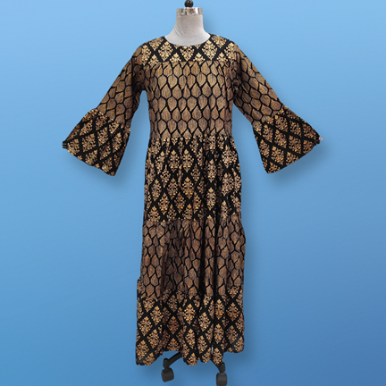 S/M Moon Gold Printed Dress 57&quot; Long Jalabiya