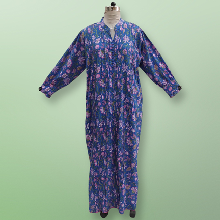 2XL/3XL Delbar Printed Cotton Dress 57&#39;&#39; Long Jalabiya