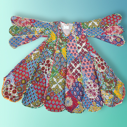 4-5 Year Meher Multi Printed Cotton Dress 34&quot; Long Jalabiya