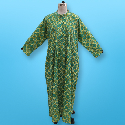 2XL/3XL Asra Printed Cotton Dress 57&quot; Long Jalabiya