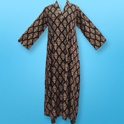 L/XL Teena Printed Cotton Dress 57&quot; Long Jalabiya