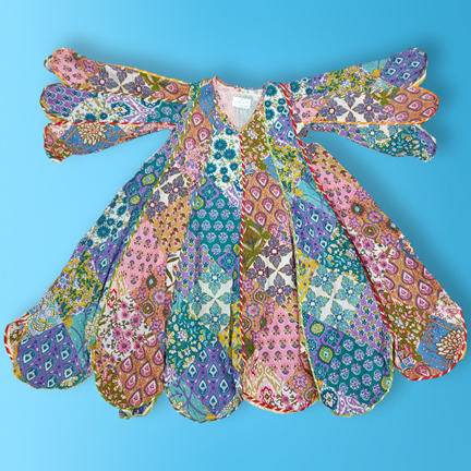 6-7 Year Meher Multi Printed Cotton Girls Dress 38&quot; Long Jalabiya