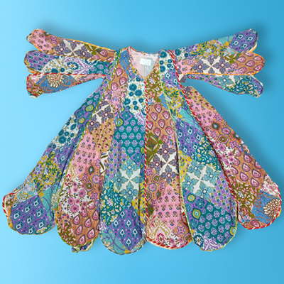 6-7 Year Meher Multi Printed Cotton Girls Dress 38&quot; Long Jalabiya