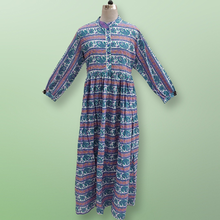 L/XL Special Printed Cotton Dress 57&quot; Long Sleeves Jalabiya