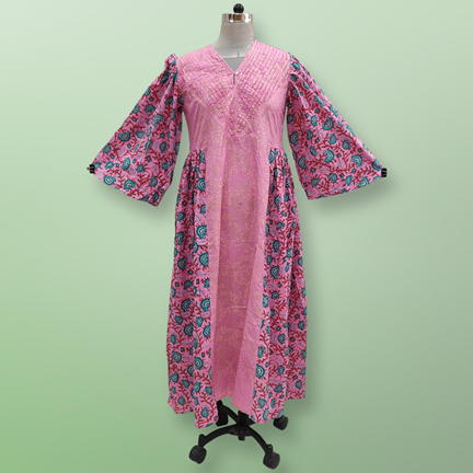 L/XL Zaheera Printed Cotton Dress 57&#39;&#39; Long Jalabiya