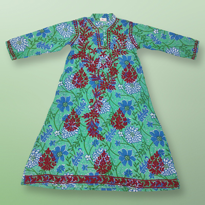 2-3 Year Embroidery Sofi Cotton Girls Dress 30&quot; Long Jalabiya