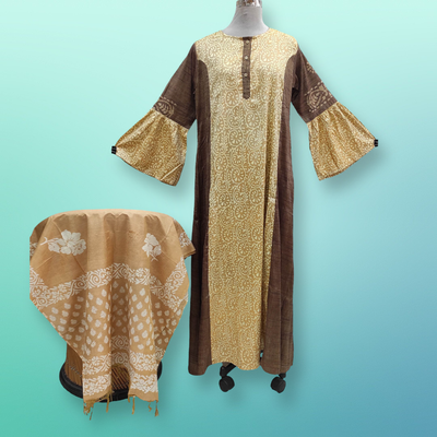 L/XL Cotton Printed Marry Dress 56&quot; Long Jalabiya With Sheila