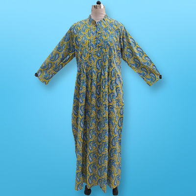 L/XL Asra Printed Cotton Dress 57&quot; Long Jalabiya