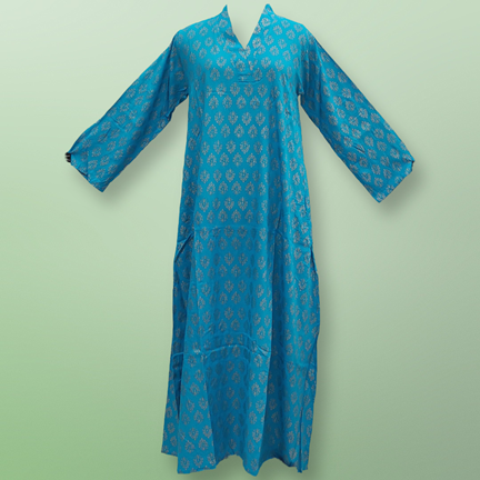 S/M Teena Printed Cotton Dress 57&quot; Long Jalabiya