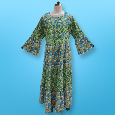 XS/S Moon Printed Cotton Dress 54&quot; Long Jalabiya