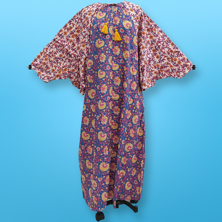 L/XL Jahar Printed Cotton Dress 57&quot;Long Sleeves Jalabiya