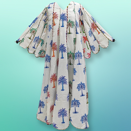 S/M Meher Printed Cotton Dress 57&quot; Long Jalabiya