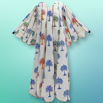 S/M Meher Printed Cotton Dress 57&quot; Long Jalabiya