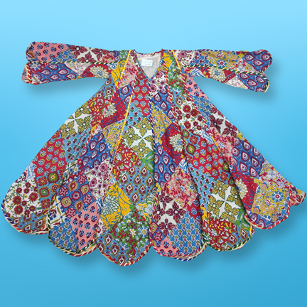 6-7 Year Meher Multi Printed Cotton Girls Dress 38&quot; Long Jalabiya