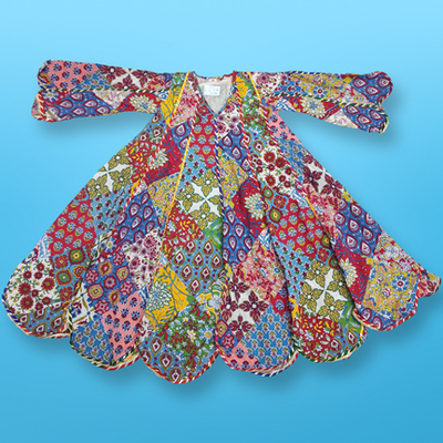 6-7 Year Meher Multi Printed Cotton Girls Dress 38&quot; Long Jalabiya