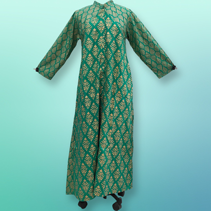 S/M Honey Golden Printed Rayon Dress 57&quot; Long Jalabiya