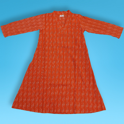 4-5 Year Teena Printed Cotton Girls Dress 33&quot; Long Jalabiya