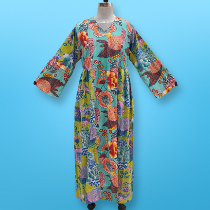 S/M Saida Printed Cotton Dress 57&quot; Long Jalabiya