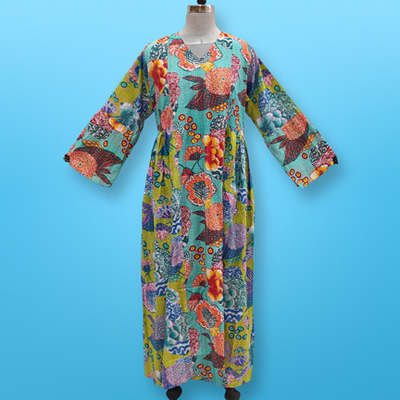 S/M Saida Printed Cotton Dress 57&quot; Long Jalabiya