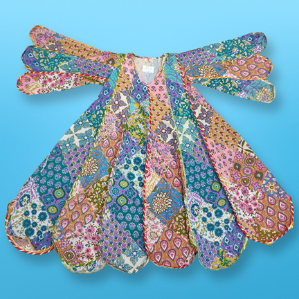 6-7 Year Meher Multi Printed Cotton Girls Dress 38&quot; Long Jalabiya