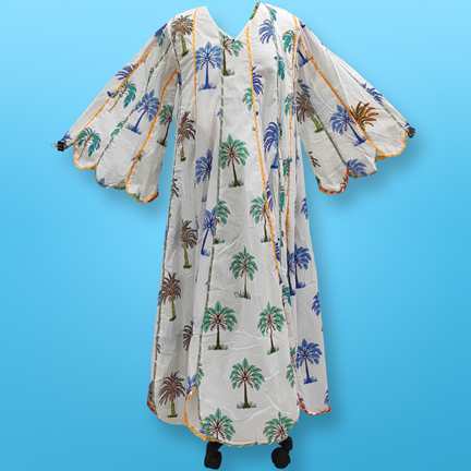 L/XL Meher Printed Cotton Dress 57&quot; Long Jalabiya