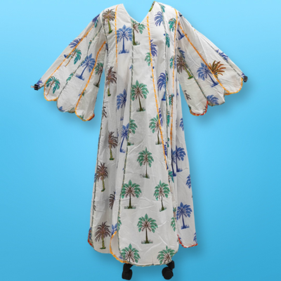L/XL Meher Printed Cotton Dress 57&quot; Long Jalabiya