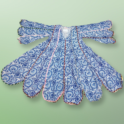 4-5 Year Meher Blue Printed Cotton Dress 34&quot; Long Jalabiya