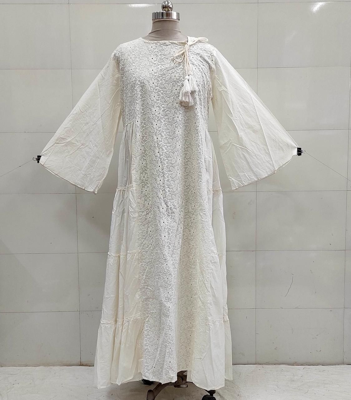 S/M Cindrella Embroidery Cotton Dress 57&quot; Long Jalabiya