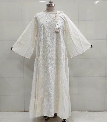 S/M Cindrella Embroidery Cotton Dress 57&quot; Long Jalabiya