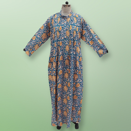 L/XL Asra Printed Cotton Dress 57&quot; Long Jalabiya