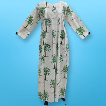 2XL/3XL  Ruby Printed Cotton Dress 57&quot; Long Jalabiya