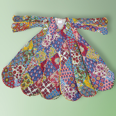 6-7 Year Meher Multi Printed Cotton Girls Dress 38&quot; Long Jalabiya