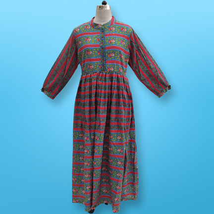 L/XL Special Printed Cotton Dress 57&quot; Long Sleeves Jalabiya