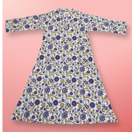 8-9 Year Teena Printed Cotton Dress 42&quot; Long Jalabiya