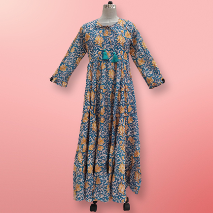 2XL/3XL Razia Printed Cotton Dress 57&quot; Jalabiya