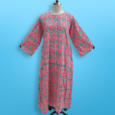 XS/S Jeeny Printed Cotton Dress 54&quot; Long Jalabiya