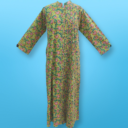 L/XL Shyla Printed Cotton Dress 57&quot; Long Jalabiya