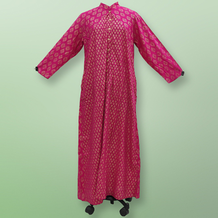 L/XL Honey Golden Printed Rayon Dress 57&quot; Long Jalabiya