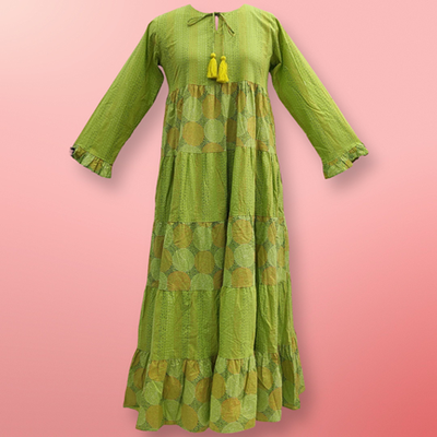 XS-S Razia Printed Cotton Dress 54&quot; Long Jalabiya