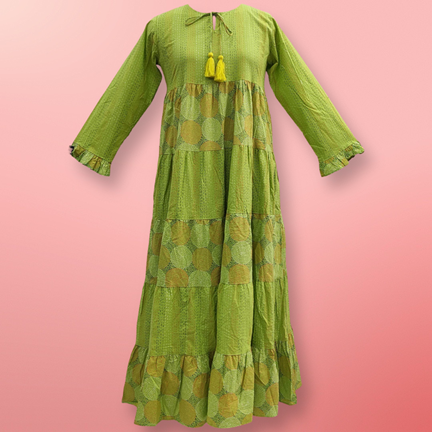 XS-S Razia Printed Cotton Dress 54&quot; Long Jalabiya