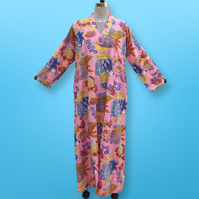 S/M Teena Printed Cotton Dress 57&quot; Long Jalabiya