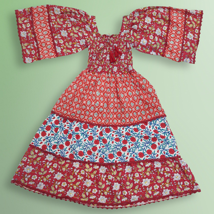 10-11 Year Rahima Printed Cotton Dress 46&quot; Long Jalabiya