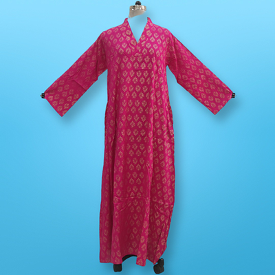 S/M Teena Printed Cotton Dress 57&quot; Long Jalabiya