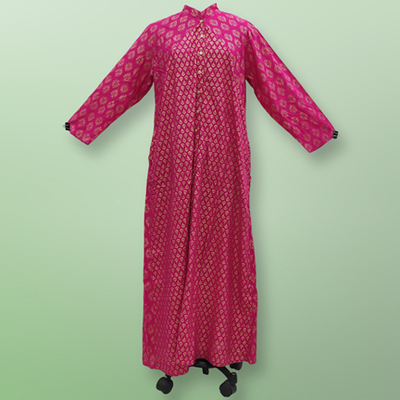 S/M Honey Golden Printed Rayon Dress 57&quot; Long Jalabiya