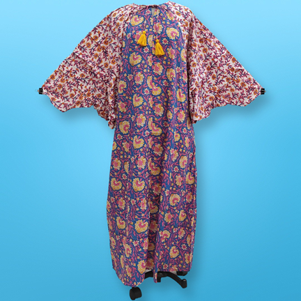 2XL/3XL Jahar Printed Cotton Dress 57&quot;Long Sleeves Jalabiya