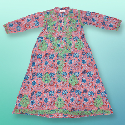 4-5 Year Embroidery Sofi Cotton Girls Dress 34&quot; Long Jalabiya