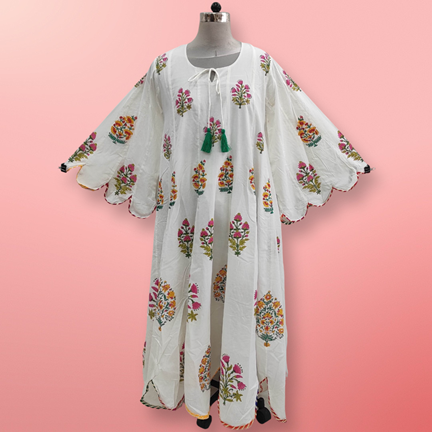 L/XL Rajju Printed Cotton Dress 57&quot; Long Jalabiya