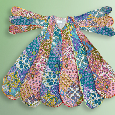 6-7 Year Meher Multi Printed Cotton Girls Dress 38&quot; Long Jalabiya