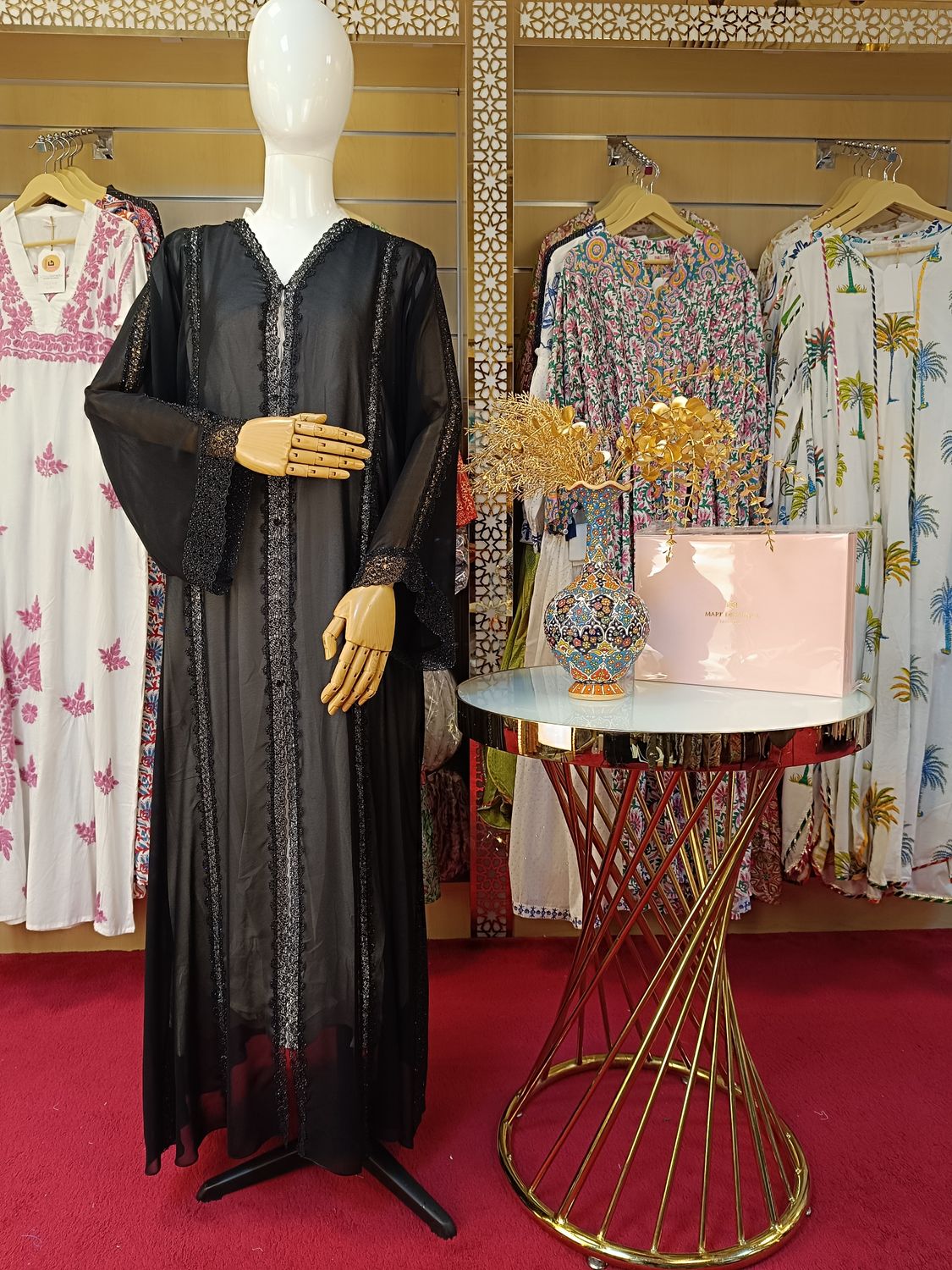 Black Abaya Crystal length 56&quot;inch