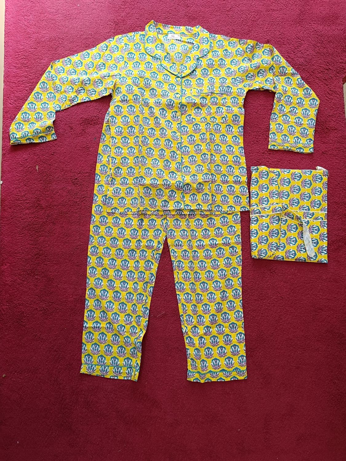 L/XL Cotton Pajamas Set full sleeves